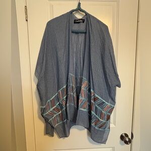 Chic Blue and Brown Poncho/Shawl